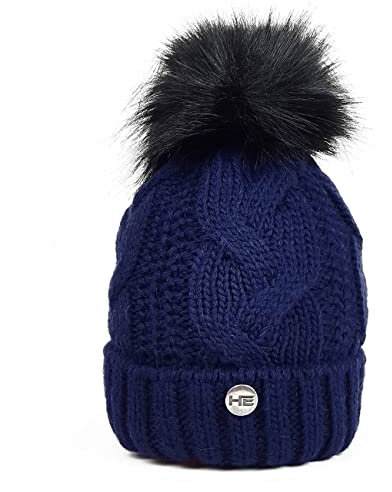 Horsenjoy Wintermütze Strickmütze Bommelmütze Aida (dunkelblau)
