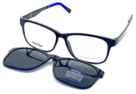 INVU. M4100C Herrenrahmen mit Clip-On von Sonne bis Magnet, polarisiert, Modell M4100C