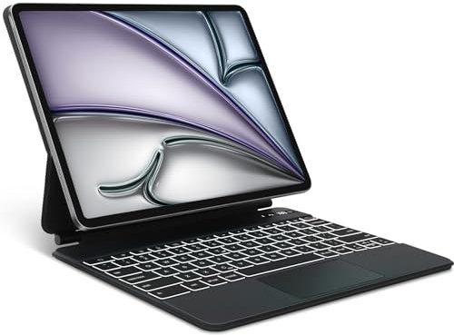 SENGBIRCH Magic Keyboard for iPad Air 13'' (M2) 2024 - UK Layout Trackpad Bluetooth Battery percentage display Keyboard, Floating Magnetic Design Case for iPad Pro 12.9 6th5th/4th/3rd Gen - Black
