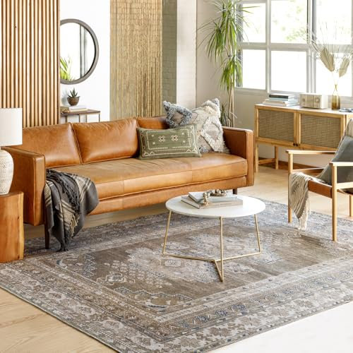 Livabliss Faraoun Machine Washable Rug - Vintage Area Rugs Living Room, Large Rug 160x220 cm - Traditional Boho Rug Style, Dining Room, Kitchen, Outdoor, Hallway - Brown, Blue, Beige Rug