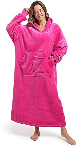 FUSSEDA Oversized Wearable Blanket Sweatshirt,Super Thick Warm Fleece Sherpa Cozy Blanket Hoodie with Pockets&Sleeves for Adult Kids