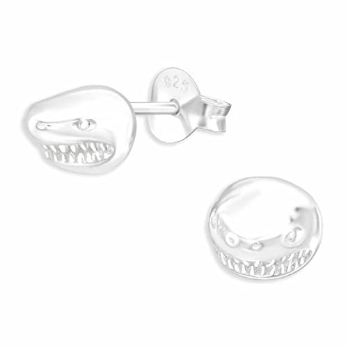 Monkimau Hai Ohrstecker Ohrringe aus 925 Silber Schmuck Silberohrringe Medizinisch für Kinder Mädchen Damen Frauen