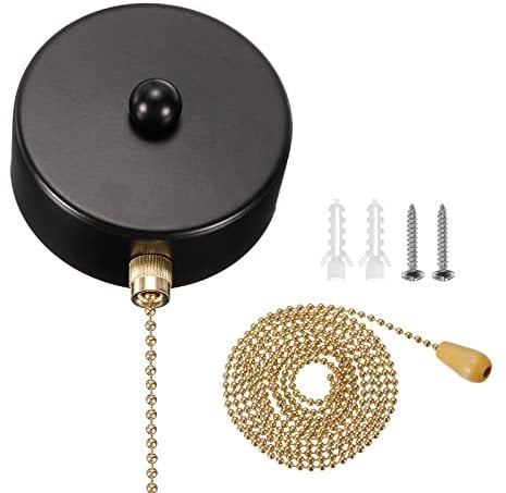 PATIKIL AC 125/250V Pull Chain Switch, On-Off Ceiling Fan Switch for Wall Lamp, Ceiling Lamp, Black
