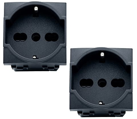 BRATEK Presa Schuko Compatibile con Bticino Living Light e International - 2 Prese Elettriche da Muro Bipasso 2P+T 10 / 16A Compatibili con Frutti Elettrici Bticino Living International