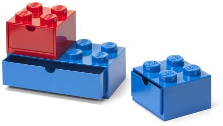 Lego Schreibtisch-Schubladen-Set, Blau und Rot