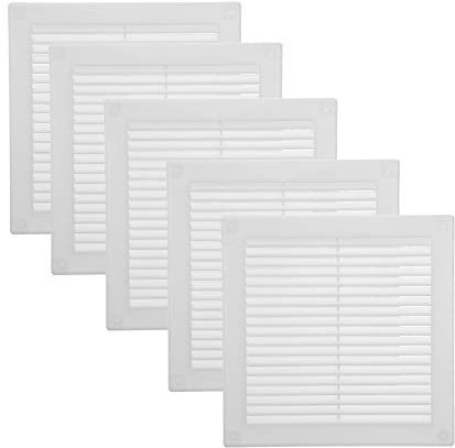 Vent Systems 250x250 mm 5 Stück Weiße Lüftungsabdeckung – flache, quadratische Lüftungsschlitze – Integrierter Insektenschutz – HVAC-Lüftungsöffnungen für Badezimmer, Heimbüro