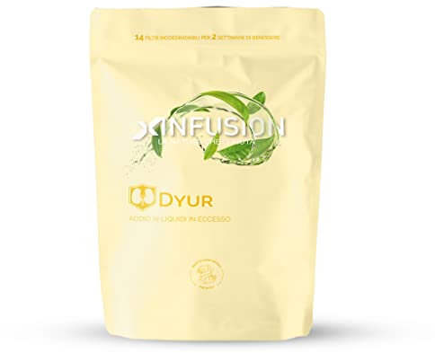 X-Infusion | Infuso Dyur per l'Eliminazione di Liquidi e Gonfiore, Infusione Diuretica per Acqua Fredda, Note Aromatiche e Dolci, Confezione da 14 Filtri, 100% Naturali, Senza Zuccheri