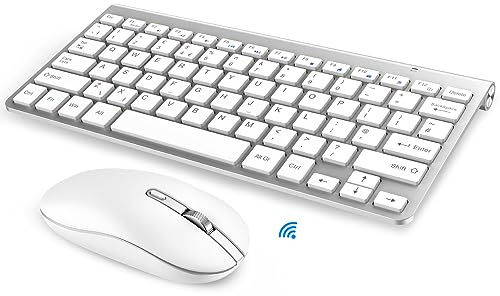 PINKCAT Bluetooth Keyboard and Mouse, Slim Ergonomic Keyboard Portable Silent Mouse Wireless keyboard Compatible with iPad, Apple MacBook, Tablet, PC, Smartphone, Silver