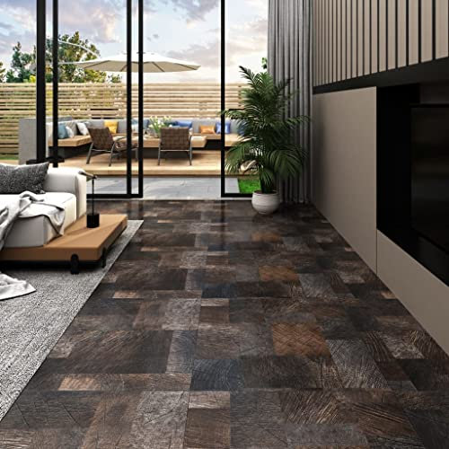 BULANED PVC-Laminat-Dielen Selbstklebend, Fliesenfolie, Laminatboden, Küchenrückwand Folie, Bodenbelag Selbstklebend, Wandverkleidung, Deckenpaneele, 5,11 m² Holzoptik Braun