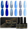 Shining She Gel Nail Polish Set Blue, 6 Colors Baby Blue Navy Blue Glitter Gel Polish Kit Soak-Off UV/LED Blue Series Nail Polish Gel for Nail Art Salon DIY Home, 8ML
