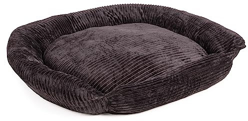 Wallace & Jones | Hundebett Cordo - Breitcord-Obermaterial samtweich - schwarz | L | ca. 130 x 125 x 25 cm