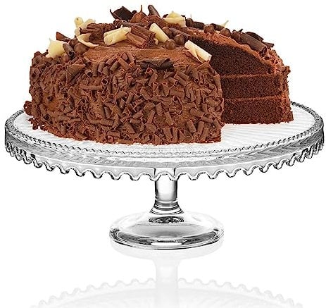 Muldale Glass Cake Stand - Afternoon Tea Display 28cm - Vintage Pretty Cake Plate with Pedestal - Cut Glass Juliette Design - Gifts for Mum