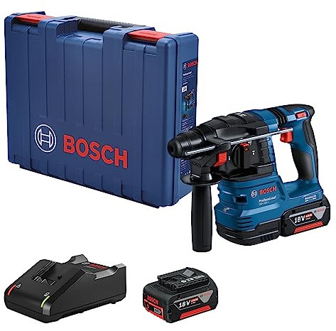 Bosch Professional Système 18 V : marteau perforateur sans fil avec support SDS plus GBH 185-LI (2 batteries GBA 18 V 4,0 Ah, chargeur rapide GAL 18V-40)