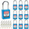 Bwintech 10 candados de seguridad azules de 38 mm con llave diferente para bloquear estaciones y dispositivos