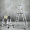 Cecaylie Escalera telescópica Plegable de 1,7 m + 2,0 m, Marco en Forma de A, 5 + 6 peldaños, Carga máxima de 150 kg, Escalera Extensible de Aluminio, tamaño plegada 65 cm