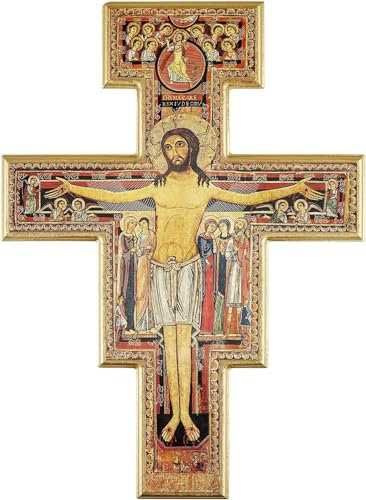 IL SOLE CROCEFISSO SAN DAMIANO BORDO ORO SPESSORE 1,2 CENTIMETRI MADE IN ASSISI (25x19 cm)