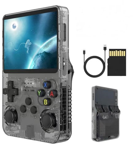 R36S Consola de Juegos de Mano, Consolas de Juegos con Sistema Linux de código Abierto, Tarjeta TF de 64G, 10000 Juegos, Pantalla IPS de 3.5 in, Consola de Mano Compatible con Varios Simuladores