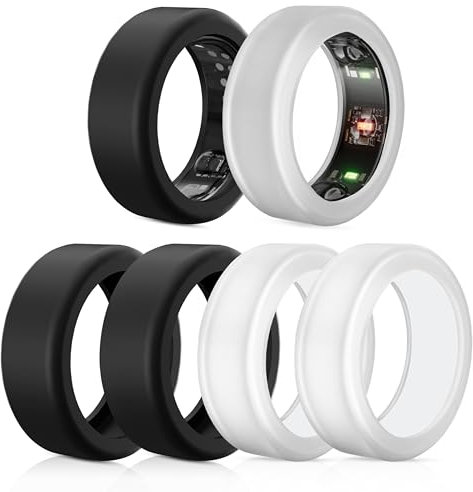 6 Stück Ring Protector kompatibel mit Oura Ring Gen 4/Oura Ring Gen 3/Samsung Galaxy Ring/RingConn2&1, Anti-Sturz Silikon Ringschutz Hülle Zubehör(Schwarz*3+Transparent*3, S für 5-10)
