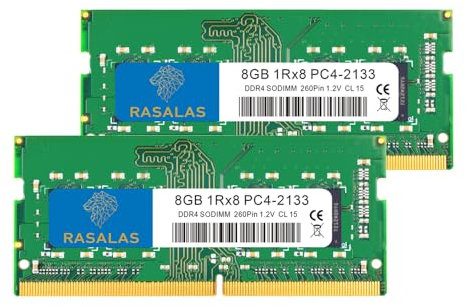 RASALAS Kit de barrettes de RAM pour ordinateur portable 16 Go (2 x 8 Go), DDR4 2133 MHz PC4-17000 non ECC sans tampon, , 1,2 V, CL15, 1Rx8, PC4-2133P