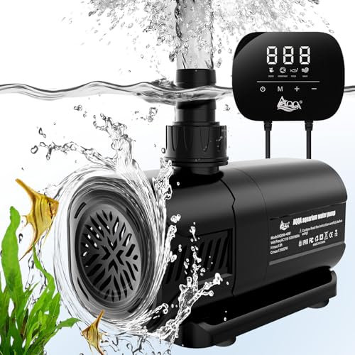AQQA Wasserpumpe Tauchpumpe, 3000L/H Ultra-leise Aquarium Pumpe für Aquarium Teich Brunnen Garten Pool, 3m Hoher Lift Brunnenpumpe mit 6 Düse, 3.87m Kabel