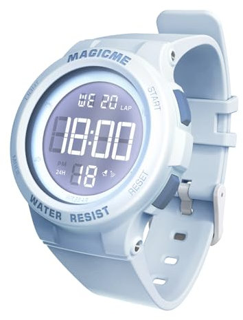 Bigmeda Montres Enfants Fille 50ATM Numérique Garçons Sport Enfants Montres Fille avec Bracelet en Silicone (Macaron Bleu)