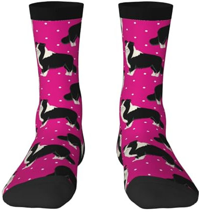 Socquettes De Sport, Chien Border Collie Hommes Socquettes Renforcées Chaussettes Courtes Anti-Ampoules Socquettes Sportswear Pour Training Handball Basketball 40cm