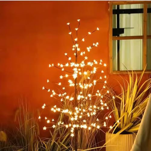 GLJTUO Arbre Lumineux LED en Fleurs De Cerisier pour Intérieur Et Extérieur, Plantes De Décoration De Cerisier pour Noël/Anniversaire/Fête, Superbe Faux Arbre en Fleurs De Ceri,One Color-Medium