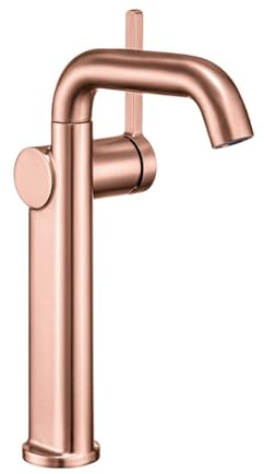 Monocommande Mitigeur Lavabo,Robinet Salle Bain Avec L'eau Froide Chaude,Laiton Robinet Cuisine Avec Bec Orientable,Rose gold,Tall