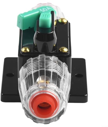 Gdfnmogo Interruttore automatico di ripristino manuale CC, 12 V, 24 V, da 10 A a 100 A AMP, fusibile di ripristino per auto, motori nautici e traina, audio (50 A)