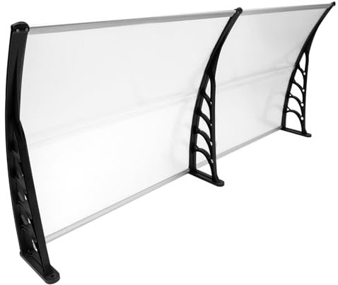 Vordach Der Haustür Aus PC-Material Wand Montierte Tür und Fenster Sonnenschirm Verwendet für Sonnenschutz UV-Schutz Regen- und Schneeschutz Hängende Sonnenschirm (Transparent Schwarz)