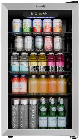 Koolmore 18 in. 3.2 Cu. Ft. Beverage Refrigerator Merchandiser with Stainless Steel Trim and Touch Panel For Soda, Beer or Wine Perfect for Use in a Commercial or Home Setting, ETL Listed (KM-BR32SS)