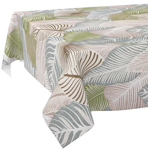 Wachstuchtischdecke Wachstischdecke Wachstuch Tischdecke abwaschbar Gartentischdecke Wasserabweisend 140x140cm Schnittkante Floral Blätter Laube Grün