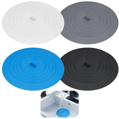 4 Piezas Tapón de Drenaje de Silicona, Tapa Silicona Desague Ducha, Tapones Fregadero Cocina, Ducha Olores de Lavabo Universal Apto para Cocina, Baño, Bañera, Fregadero