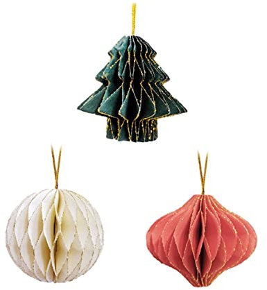 LIFKICH Weihnachtsbaum-hängekugeln 3 Stück Papieranhänger Dekorationen für Weihnachtsfeiern Gastgeschenke