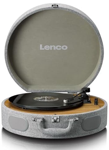 Lenco LS-66 Turntable - Bluetooth® Reception & Transmission, 2 Integrated Speakers, AT3600 Magnetic Pickup, Belt Drive, Auto Stop, 33/45 RPM, RCA Connection, Wooden Housing - Grey