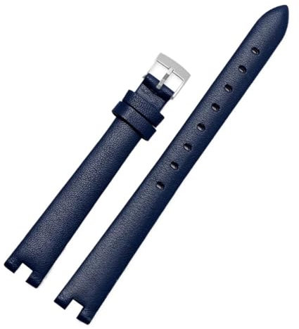 NKCVEZBW Series Notch-Uhrenarmband for Damen, kompatibel mit Gucci Ya141501 Ya141401 GC, Lederarmband-Zubehör, 12-14-mm-Armband(Blue-Steel-K12,12x4mm)