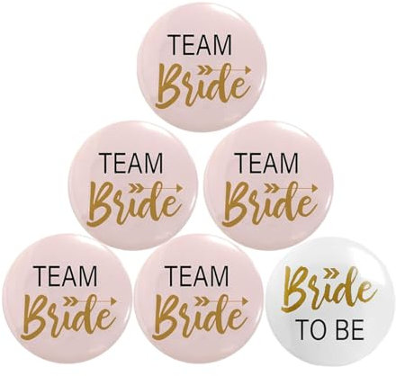 WUSJCOF 6 Pezzi Spille Team Bride Addio al Nubilato, Kit Gadget Sposa e Amiche, Decorazioni Matrimonio Nozze Feste, Accessori per Squadra Sposa
