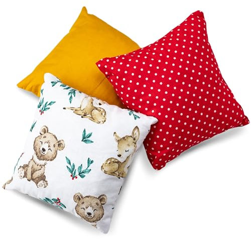 PinkZebra 3er-Set Kissen für Puppen, Puppenkissen für Puppenwagen, Puppenbett, Lauflernwagen, Öko-Tex, Kissen für Puppen bis 45 cm, Baumwolle, Set 1