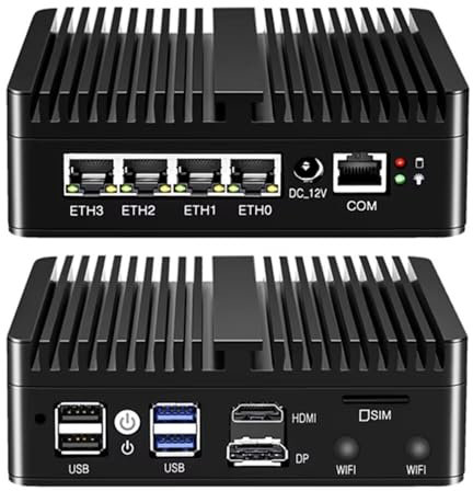 CYMINILMDPC Router Solid State Firewall-Gerät, lüfterloser N150 Mini-PC 4X i226-V 2,5G Softrouter VPN-Router, unterstützt pfSense, OPNSense, Barebones