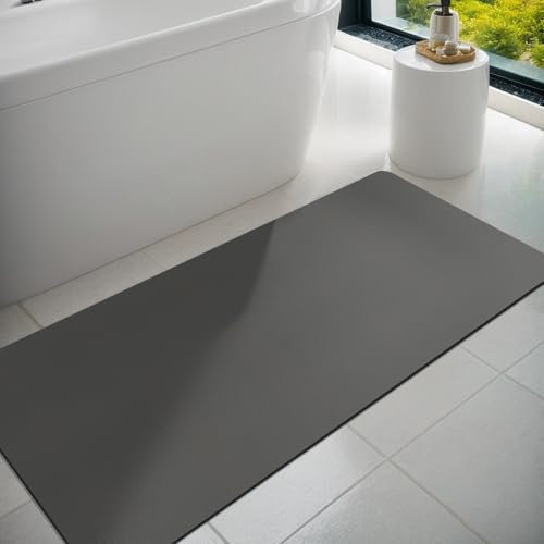 Dolic Badematte, Badevorleger, Gummi, rutschfest, dünn, saugfähig, schnelltrocknend, schmutzabweisend Vorleger für Badezimmerboden, Badewanne und Duschraum im Außenbereich (Dark Grey, 60 x 120cm)