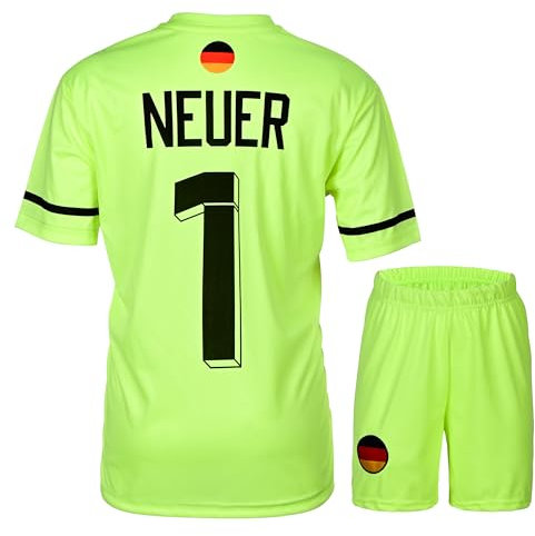 Mefstone Deutschland Neuer Kinder Trikot für Kinder, 2024 Football, Komm mit Shorts (Grün,neu,128)