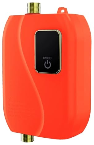 Instant Hot Water Heater Under Sink, Tankless Water Heater Electric,on Demand Mini Water Heater for RV Kitchen Bathroom, Mini RV on Demand Water Heater(Orange)