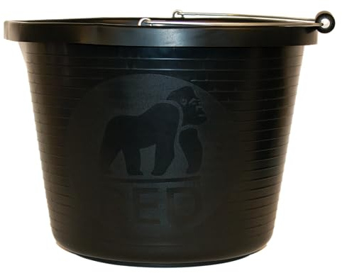 Red Gorilla Rubber Type Extra Large Super Bucket 14 Litre 3 Gallon Capacity Multi Purpose Durable Easy Clean for Animal Feed Skip Garden Stable Building Site Eco Friendly Produced in UK