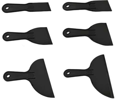 Plastic Scraper Tool, 6Pcs Putty Knife, Non-Slip & Hangable Plastic Scraper, Flexible Paint Remover, Tool for Scraping Paint, Taping