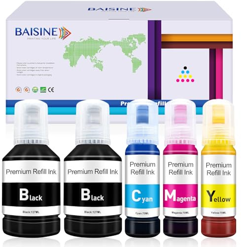 BAISINE 102 Ink Compatible with Epson 104 Ink Bottle Multipack, Replacement for Epson Ecotank ET-2810 ET-2812 ET-2820 ET-2830 ET-2860 ET-2861 ET-2850 ET-2856 ET-3850 ET-4850 ET-4800 ET-2710 ET-2750