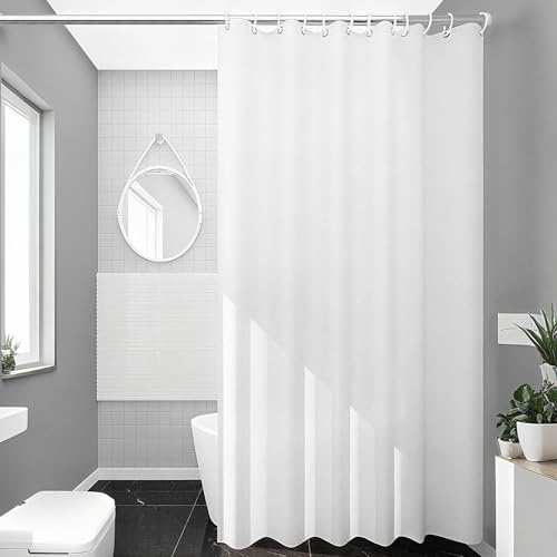 Uniclife Duschvorhang Weiß 180x200 cm wasserdicht | Polyester, 12 rostbeständige Ösen, beschwerter Saum, für Badewanne