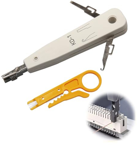 Kompatibel mit LSA Auflegewerkzeug Lsa Plus Auflegewerkzeug Netzwerk Werkzeug für Netzwerkdosen Patchfelder Auf und Unterputzdosen Verlegekabel mit Drahtschneider DSL ISDN TAE (Grau 175 × 34mm)