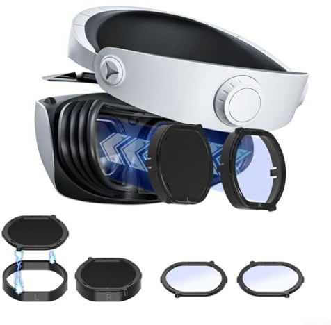 VR Sehstärke Linsen für PS VR2, 2 Stück, magnetischer Anti-Blaulicht-Schutzrahmen für Kurzsichtigkeit, individuelle Passform mit schnell zerlegbarem Design Leicht zu reinigen, staubdicht, kratzfest