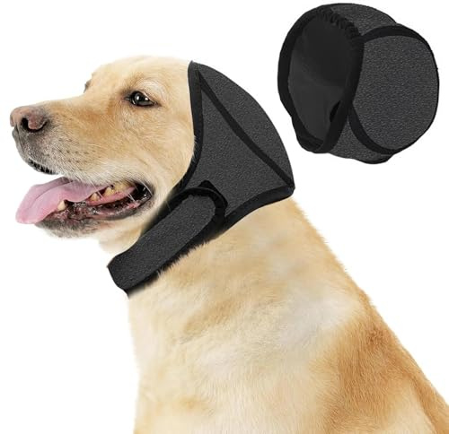 UJBVCX Cache-Oreilles pour Chien Soulager L'anxiété, Bandeau Chien Oreille, Capuche Apaisante pour Le Toilettage et Séchage du Bain, Anti Bruit, Apaiser Les Oreillettes Le Tonnerre Feux d'artifice