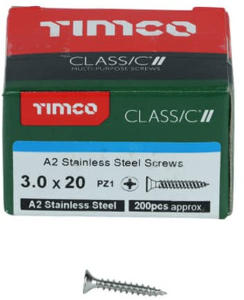 TIMCO Classic Multi-Purpose Screws - 3.0 x 12 - A2 Stainless Steel - Box of 200